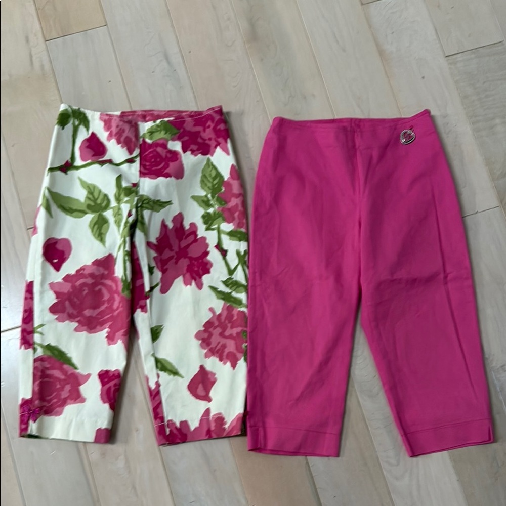 I PINCO PALLINO Italy Floral and Pink Capri Pants Set